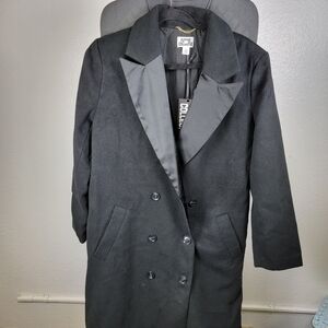 Future Collective Black Notched Lapel Double Breasted Coat Size S